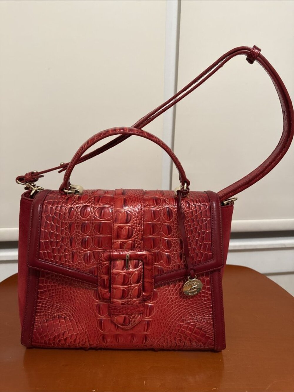 BRAHMIN Ingrid Fiery Lava Pampas Leather Crocodile Embossed